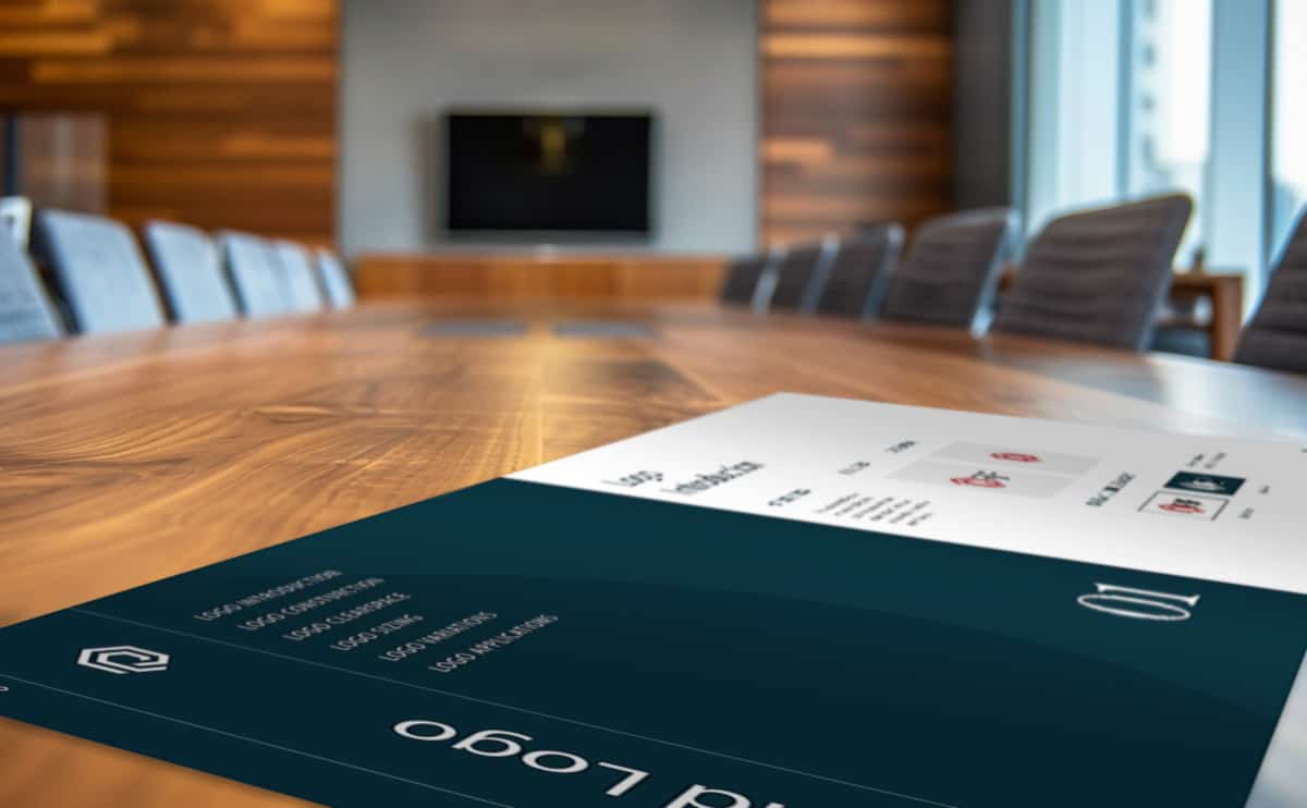 brand guide on conference room table